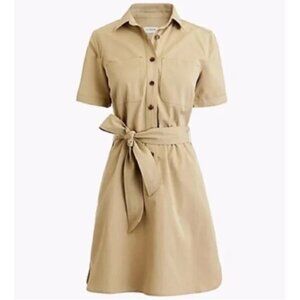 NWT J Crew Khaki Cotton Blend Utility Shirt Dress Size 4 Office Business Casual